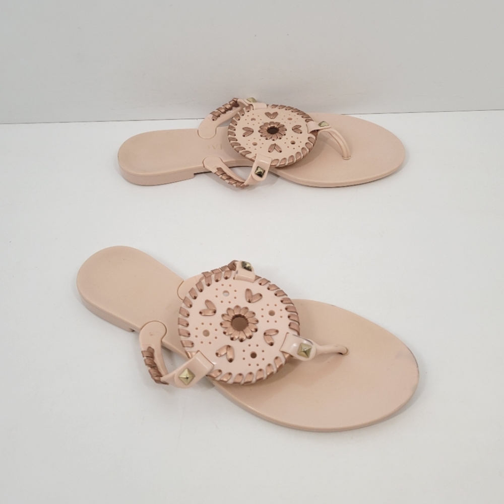 Jack Rogers Tan Bronze Thong Flip Flop Jelly Sandals Women Size 6